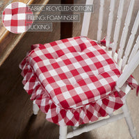 Country Farmhouse Annie Red White Check Ruffled Chair Pad