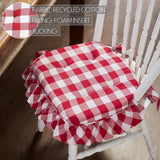 Country Farmhouse Annie Red White Check Ruffled Chair Pad