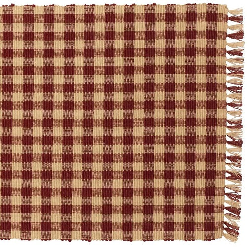 Country Primitive Small Burgundy Check Table Runner 36"