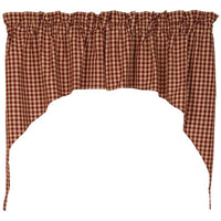 Country Primitive Small Burgundy Check Swags
