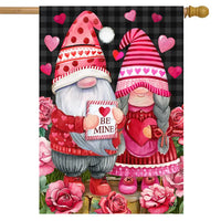 Country Primitive Valentine's Gnomes Large House Flag
