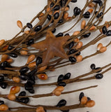 4.5" Pip Berry Candle Ring with Stars Black and Tan