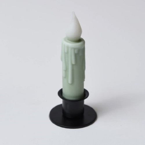 Country Primitive Sage Battery Operated Timer Taper LED Candle 4.5"
