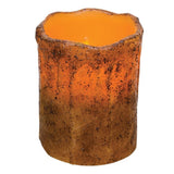 Primitive 4" Burnt Mustard Drip Timer Pillar Candle