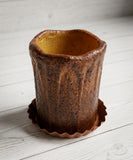 Rusty Metal Fluted Candle Pan 4"