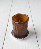 Country Farmhouse White Metal Fluted Candle Pan 4"