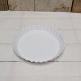 Country Farmhouse White Metal Fluted Candle Pan 4"