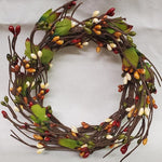 Country Primitive Farmhouse Cinnamon Spice Pip Berry Wreath 4" Candle Ring