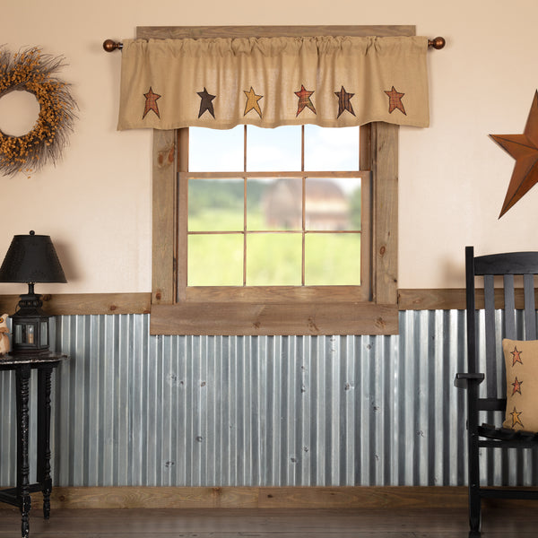 Stratton Burlap Applique Star Valance