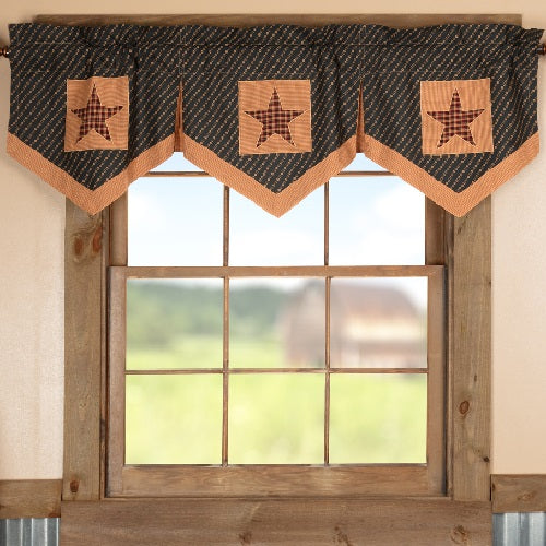 Country Primitive Patriotic Patch Star Block Valance Pleated