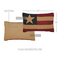 Americana Patriotic Patch Flag Hooked Pillow