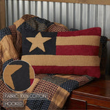 Americana Patriotic Patch Flag Hooked Pillow