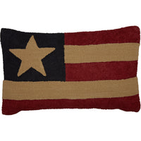 Americana Patriotic Patch Flag Hooked Pillow