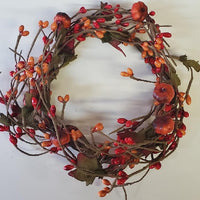 Fall Thanksgiving Pumpkin Pip Berry Candle Ring Wreath 5"