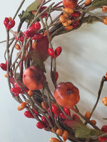 Fall Thanksgiving Pumpkin Pip Berry Candle Ring Wreath 5"