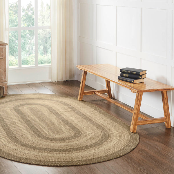 Country Farmhouse Cobblestone Jute Rug Oval  60x96