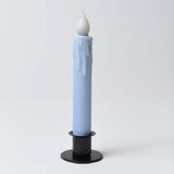 Country Primitive Light Blue Led Timer Taper Candle 7"