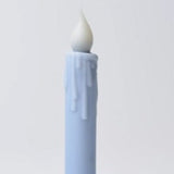 Country Primitive Light Blue Led Timer Taper Candle 7"