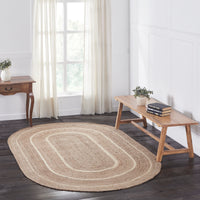 Natural & Cream Jute Rug Oval 60x96