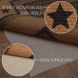 Farmhouse Jute Rug Runner Rectangle w Stencil Stars 24x78