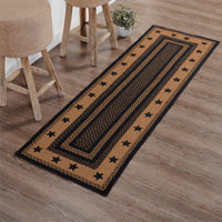 Farmhouse Jute Rug Runner Rectangle w Stencil Stars 24x78