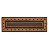 Farmhouse Jute Rug Runner Rectangle w Stencil Stars 24x78