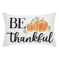 Annie Black Check Be Thankful Pumpkin Pillow 14x22