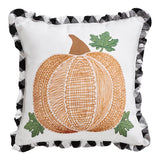 Annie Black Check Ruffled Pumpkin Pillow 12x12