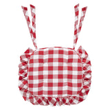 Country Farmhouse Annie Red White Check Ruffled Chair Pad