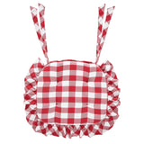 Country Farmhouse Annie Red White Check Ruffled Chair Pad