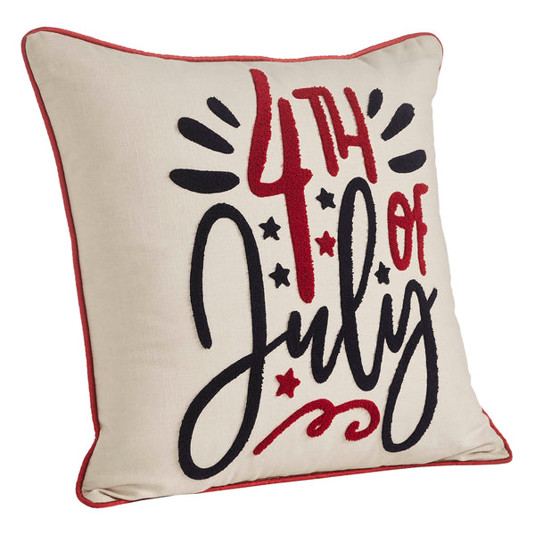 4th Of July Embroidered Pillow