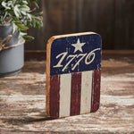 Patriotic 1776 Flag Stripes Wooden Sign