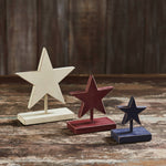 Set of 3 Patriotic Wooden Stars w/ Display Base