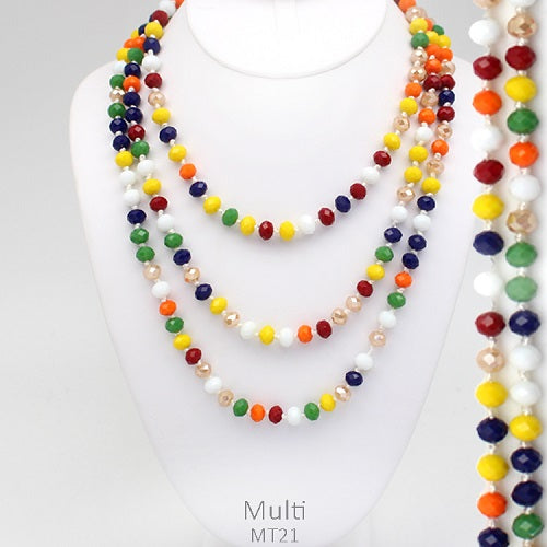 Multi Colored Faceted Beaded Necklace 60"