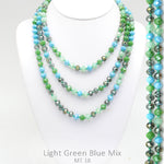 Blue Green Purple Crystal Faceted Bead Necklace 60"