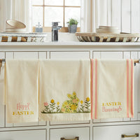 Set of 3 Bunny Hop Floral Bunny & Easter Tea Towels