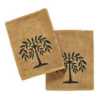 Black and Tan Willow Tree Bath Towels