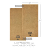 Black and Tan Willow Tree Bath Towels