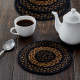 Black & Tan Braided Jute Trivet 8"