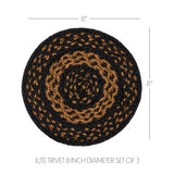 Black & Tan Braided Jute Trivet 8"