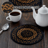 Black & Tan Braided Jute Trivet 8"