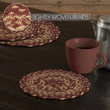 Country Primitive Burgundy Braided Trivet Jute Candle Mat 8"