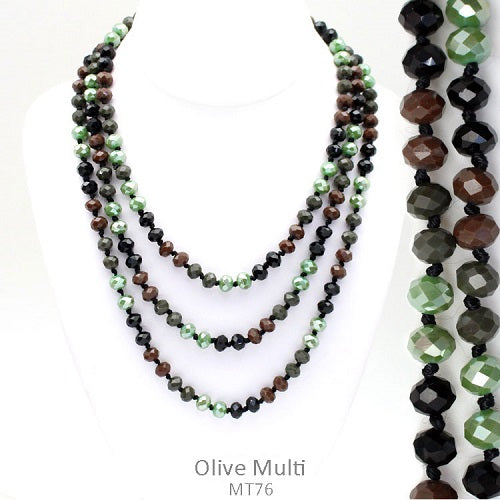 Camo Faceted Beaded Necklace 60"