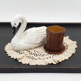 Primitive 9" Vintage Bent Neck Resin Swan White