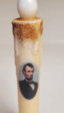 Country Primitive Abe Lincoln Led Timer Taper Candle 7"