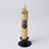 Country Primitive Abe Lincoln Led Timer Taper Candle 7"