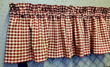 Barn red check homespun valance