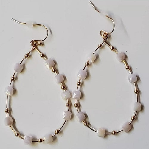 Beige Teardrop Dangle Earrings