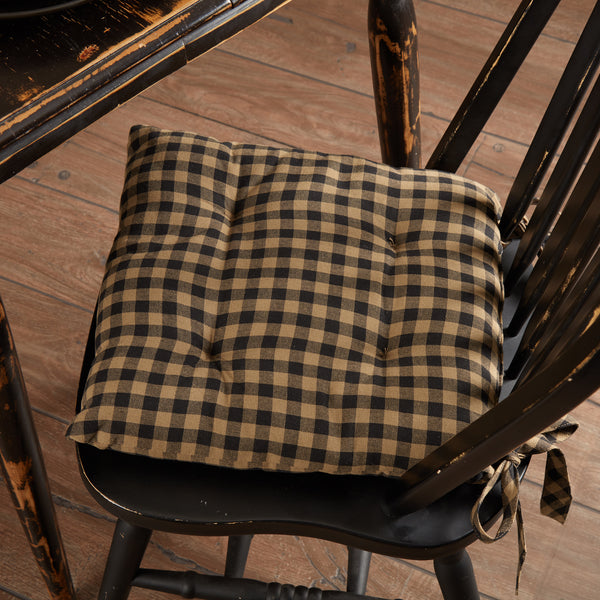 Country Primitive Black Check Chair Pad