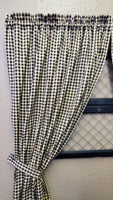 Handmade Country Primitive Black Check Homespun Curtains